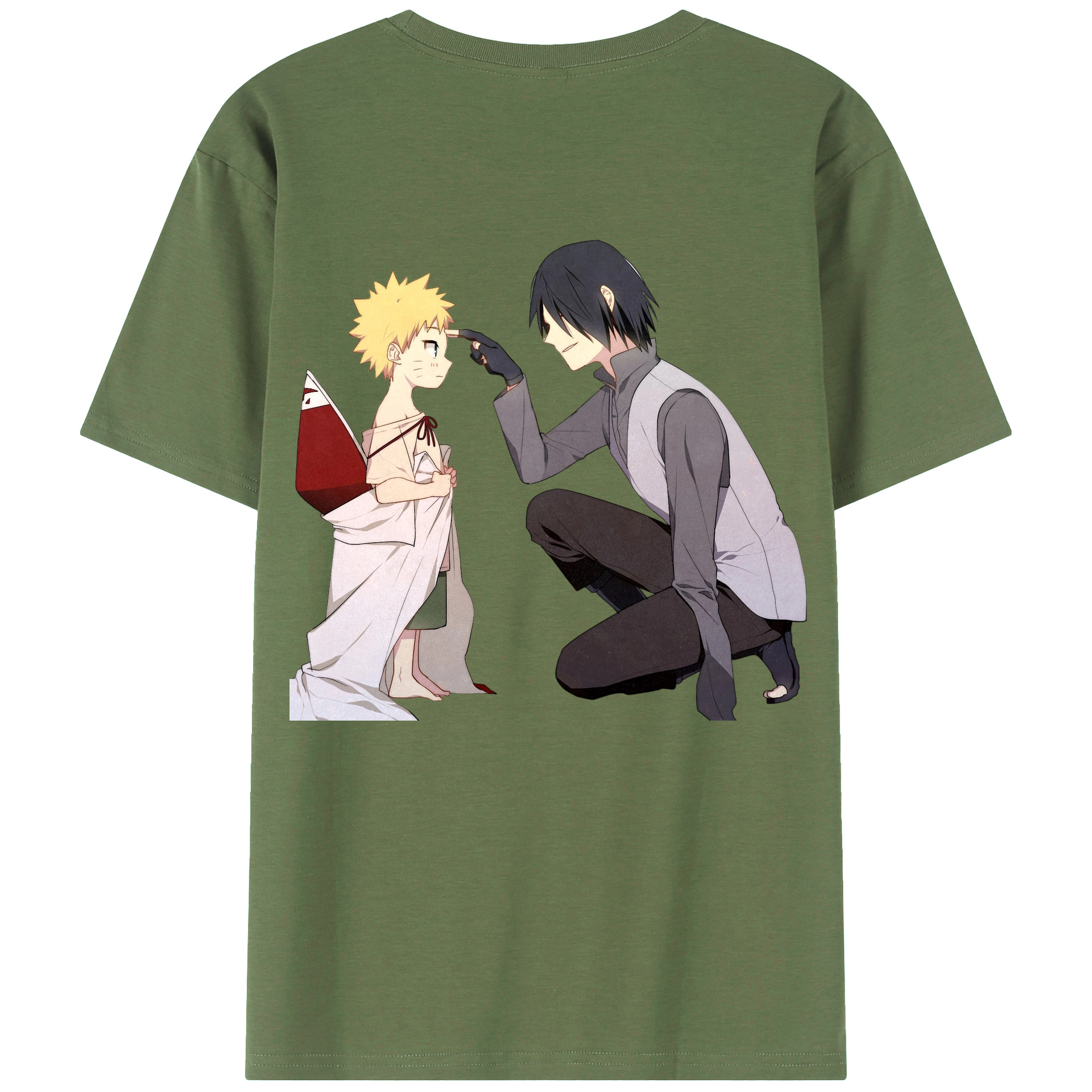 （画像用） NARUTO -ナルト- うちは サスケ Uchiha Sasuke 綿100％ メンズ半袖Tシャツ（バックプリント） 通気性